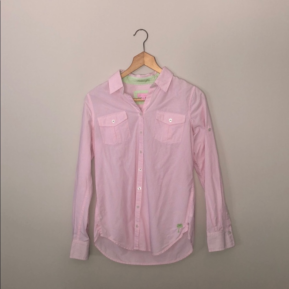 Lilly Pulitzer Pink Gingham Button Up